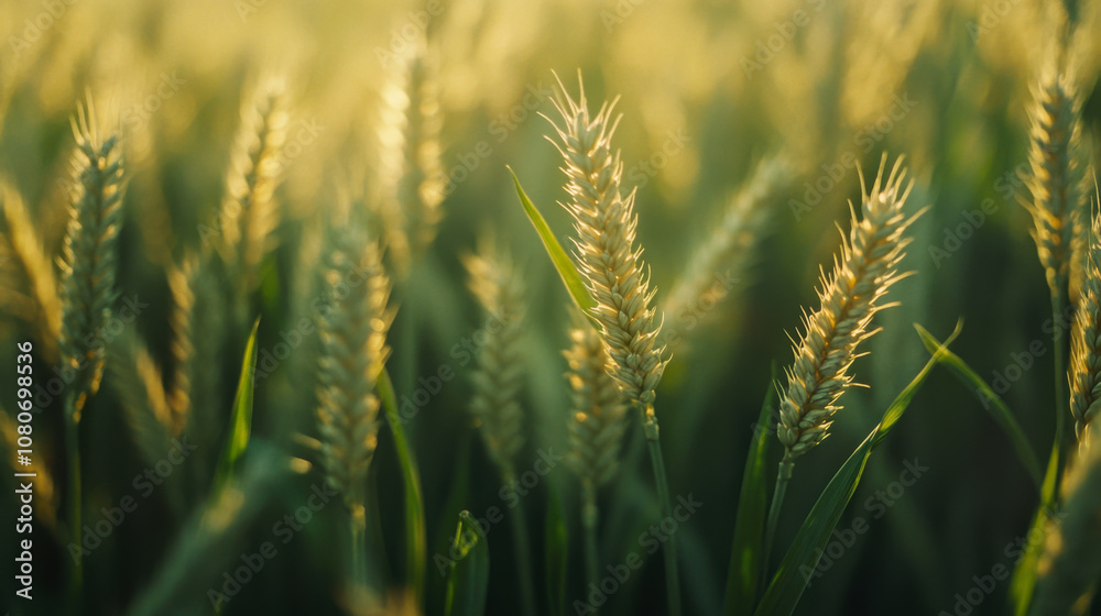 Golden wheat field swaying gently in the warm breeze under a bright blue sky during a late summer afternoon Golden wheat field swaying gently in the warm breeze under a bright blue sky during a late summer afternoon