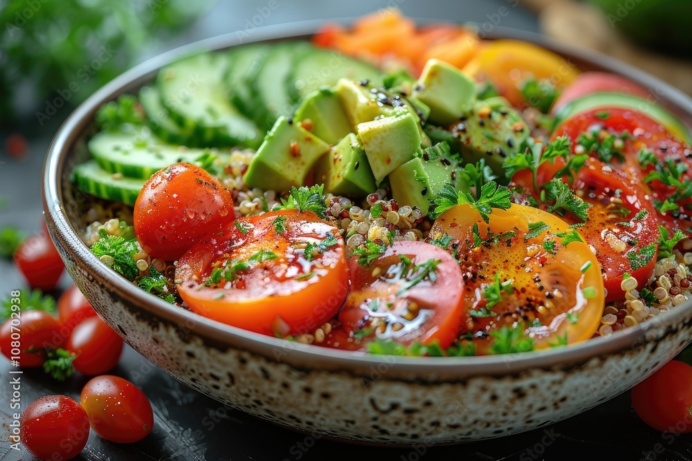 Quinoa Salad with Avocado, Cucumber, and Tomatoes Quinoa Salad with Avocado, Cucumber, and Tomatoes