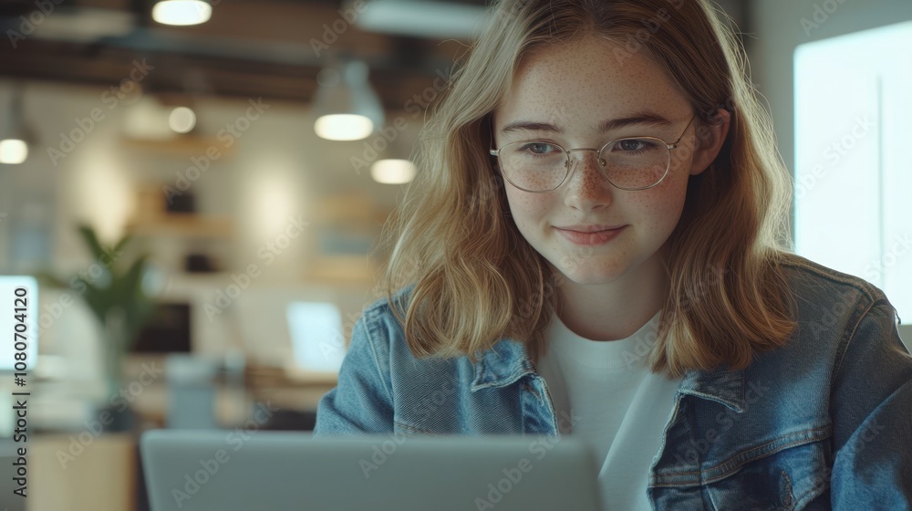 The Smiling Girl with Laptop The Smiling Girl with Laptop