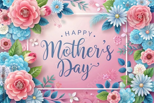 a colorful card with flowers and the words happy mothers day on it