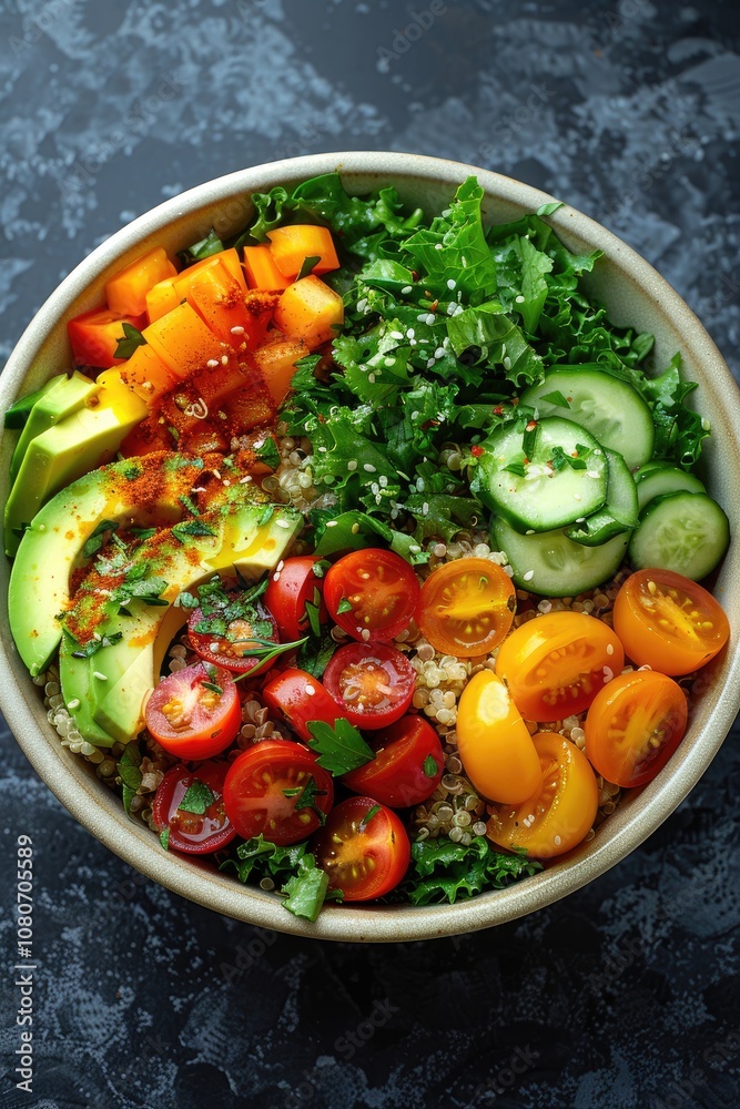 Quinoa Salad with Avocado, Tomatoes, Cucumber, and Bell Pepper Quinoa Salad with Avocado, Tomatoes, Cucumber, and Bell Pepper