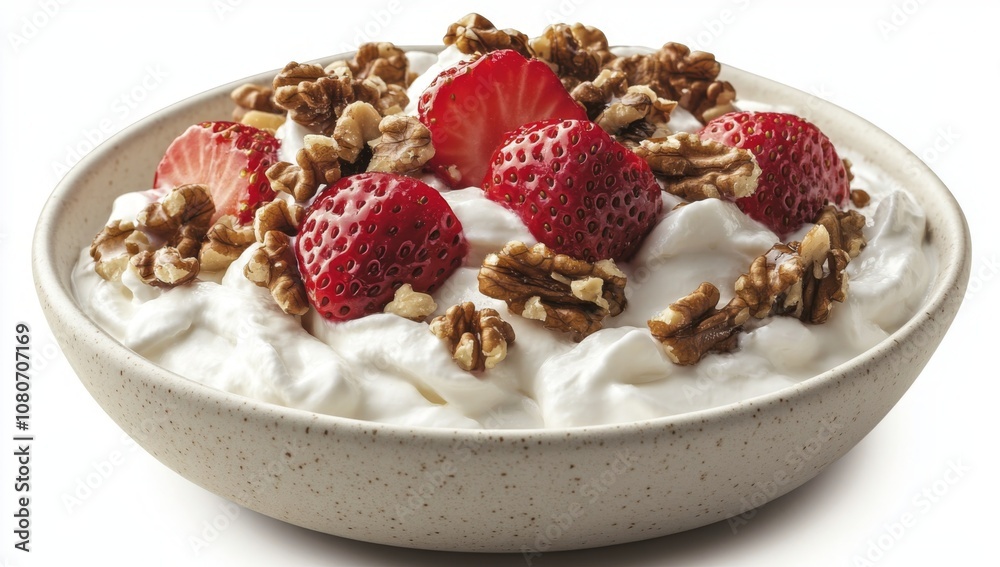Greek Yogurt Bowl with Juicy Strawberries Creamy White Yogurt Garnished Honeyed Walnuts Sacred Geometry Greek Yogurt Bowl with Juicy Strawberries Creamy White Yogurt Garnished Honeyed Walnuts Sacred Geometry