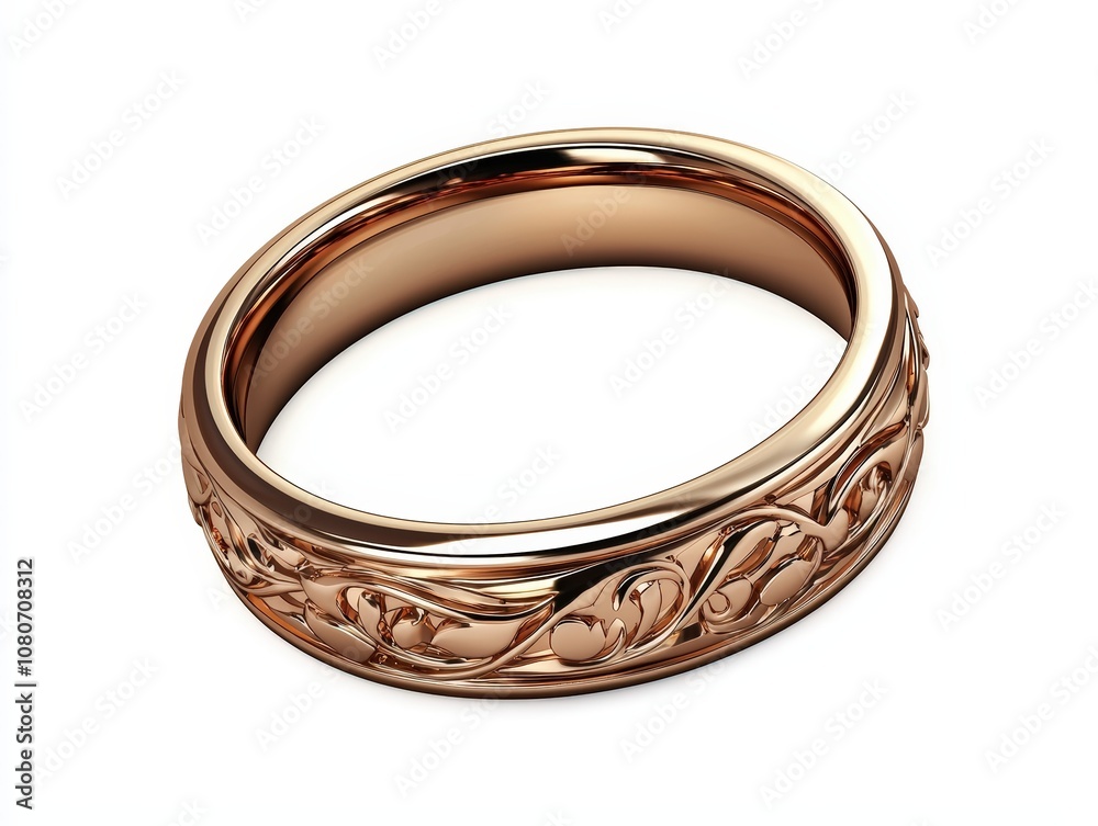 Elegant rose gold ring with intricate floral pattern, perfect for weddings, anniversaries, or special occasions. Elegant rose gold ring with intricate floral pattern, perfect for weddings, anniversaries, or special occasions.