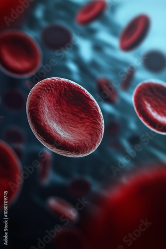 Blood platelets. Microscopic view of blood cells, leukocytes, erythrocytes.