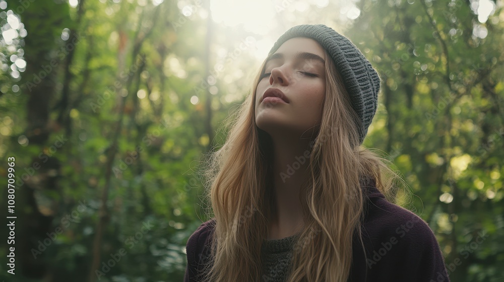 Naklejka premium The Young Woman in Nature