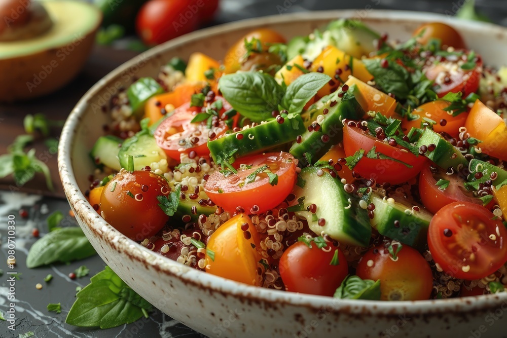 Quinoa Salad with Tomatoes, Cucumbers, and Basil Quinoa Salad with Tomatoes, Cucumbers, and Basil