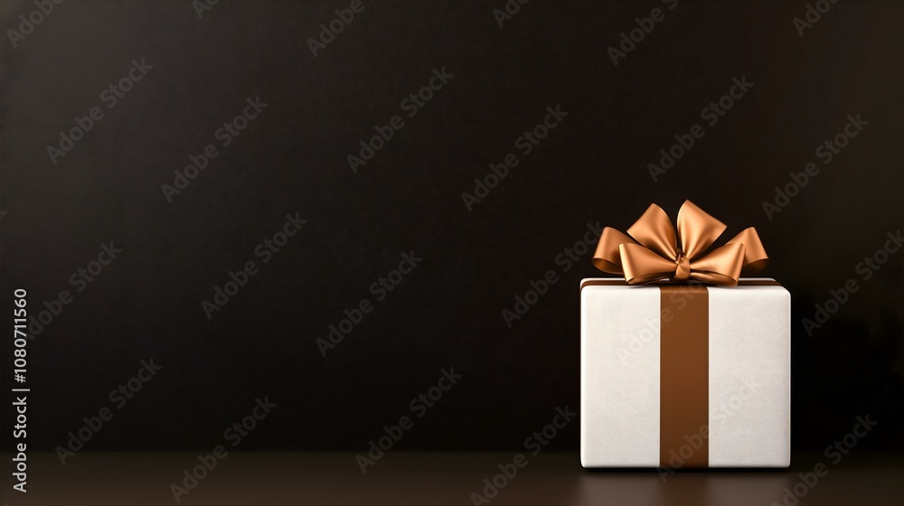 A beautifully wrapped gift box with a golden ribbon on a dark background, perfect for celebrations. A beautifully wrapped gift box with a golden ribbon on a dark background, perfect for celebrations.