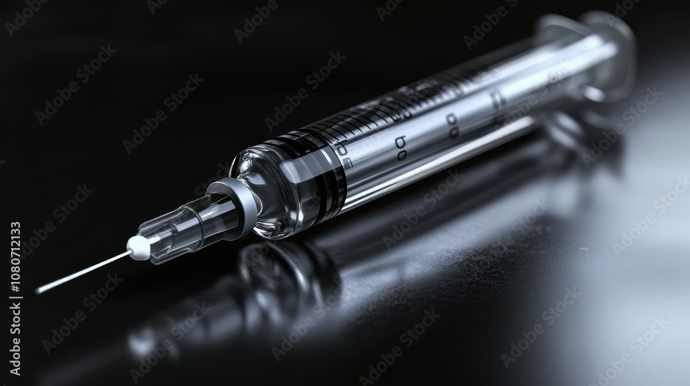 Close up of a Medical Syringe, Emphasizing Healthcare and Medical Treatment Close up of a Medical Syringe, Emphasizing Healthcare and Medical Treatment