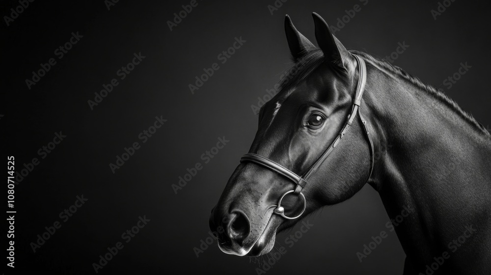 A sleek black racehorse gazes intently highlighting its powerful physique and elegance. This stunning portrait conveys a deep connection to racing heritage and excellence.