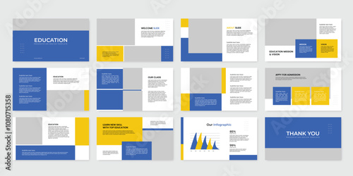 education presentation powerpoint design slide template. kids back to school brochure cover slide design
