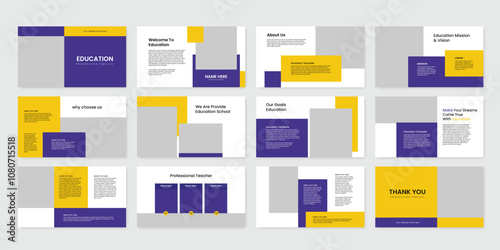 education presentation powerpoint design slide template. kids back to school brochure cover slide design