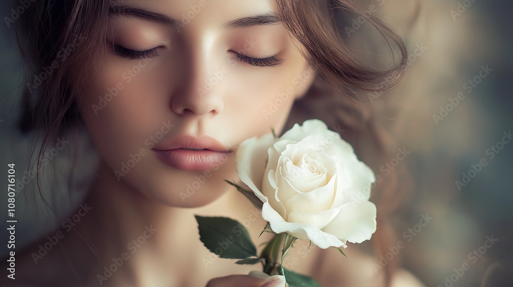 Charming young girl with perfect skin. Girl with rose. Charming young girl with perfect skin. Girl with rose.