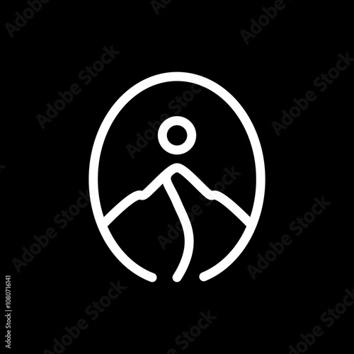 mountain coffee bean line logo design vector illustration