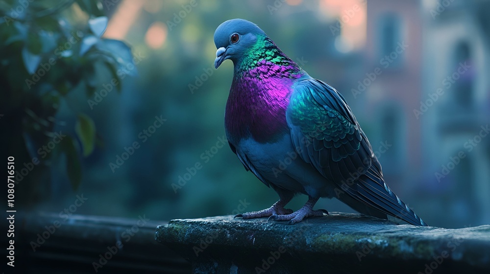 Obraz premium Pigeons with beautifully colored feathers
