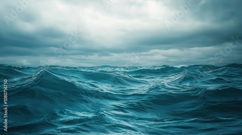 A serene view of ocean waves rolling under a cloudy sky.