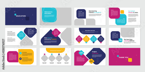 education presentation powerpoint design slide template. kids back to school brochure cover slide design