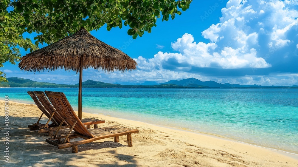 Beautiful panoramic sea sand sky. Tropical relax beach sunny summer island landscape Beautiful panoramic sea sand sky. Tropical relax beach sunny summer island landscape