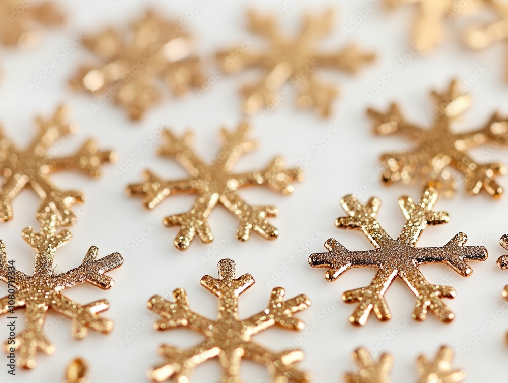 Gold glitter snowflakes