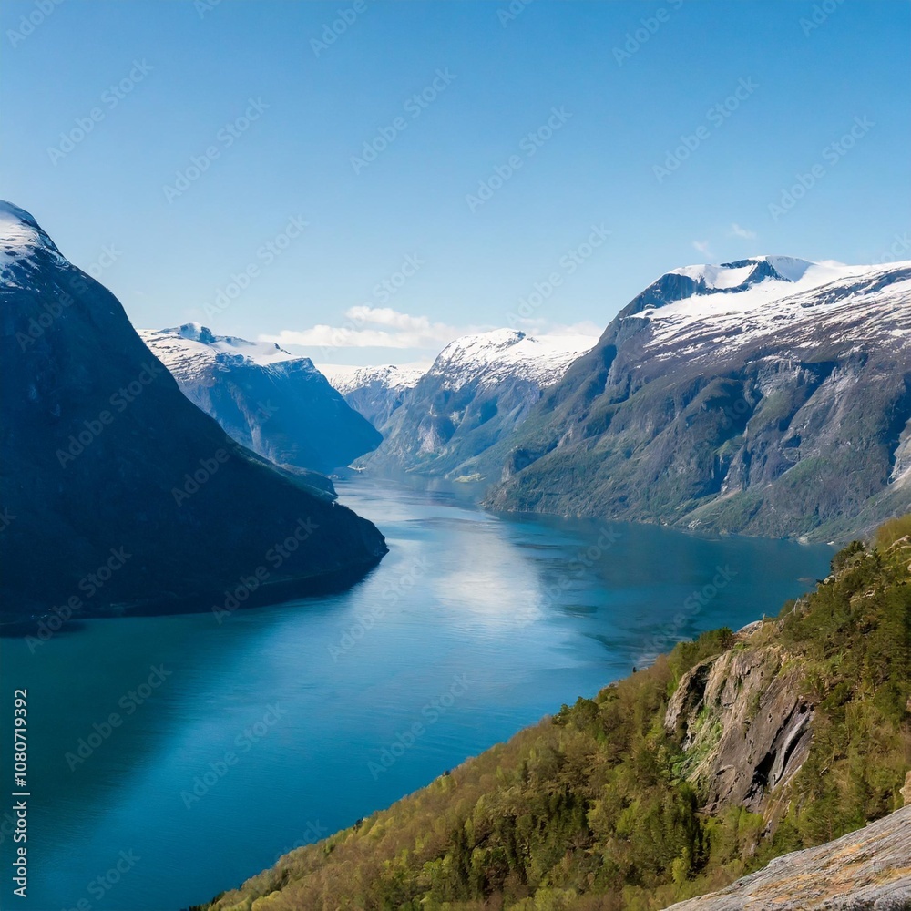 The Awe-Inspiring Fjords of Norway, With Their Deep Blue Waters, Towering Cliffs, and Snow-Capped Mountains, Showcasing the Natural Beauty and Untouched Landscapes of Scandinavia’s Rugged Terrain The Awe-Inspiring Fjords of Norway, With Their Deep Blue Waters, Towering Cliffs, and Snow-Capped Mountains, Showcasing the Natural Beauty and Untouched Landscapes of Scandinavia’s Rugged Terrain