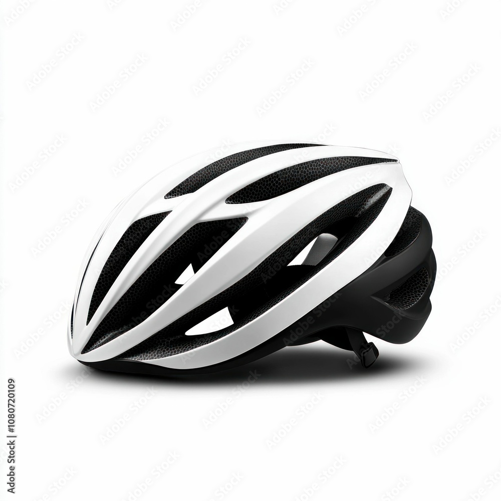 Modern White Bicycle Helmet Isolated on White Background