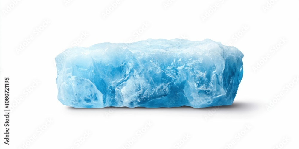 Single Blue Ice Block Isolated on White Background Single Blue Ice Block Isolated on White Background