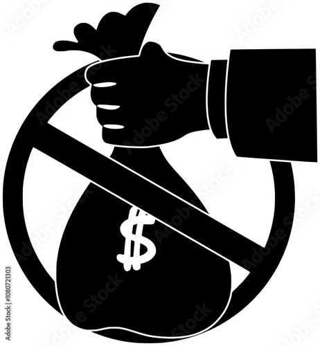 corruption illustration money silhouette bribery logo business icon deal outline illegal criminal law corrupt financial justice dollar social symbol shape and vector graphic background