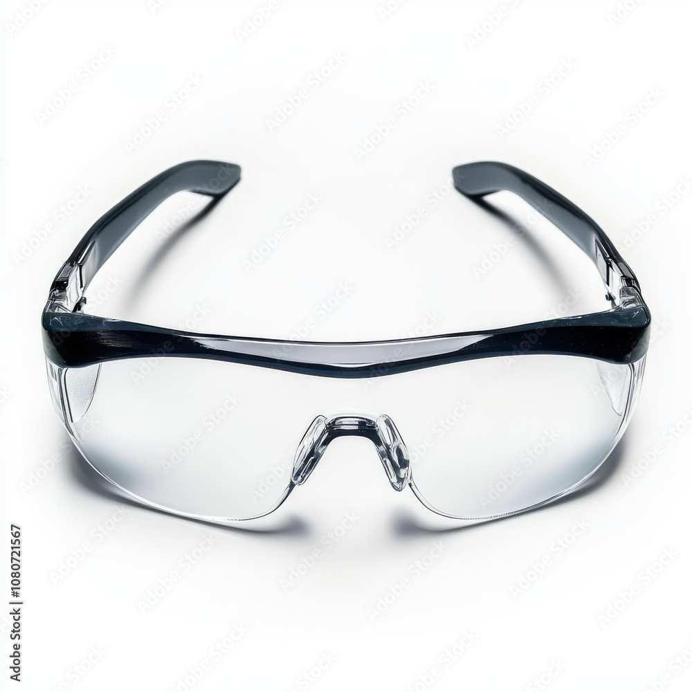 Protective safety glasses with black and clear frame for industrial use Protective safety glasses with black and clear frame for industrial use