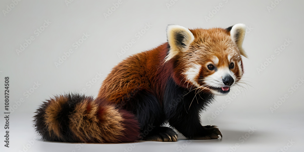 Cute Red Panda Animal lying on the white background Created with geenerative AI Cute Red Panda Animal lying on the white background Created with geenerative AI