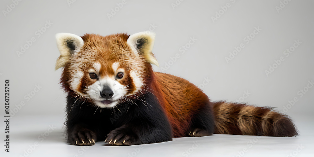 Obraz premium Cute Red Panda Animal lying on the white background Created with geenerative AI