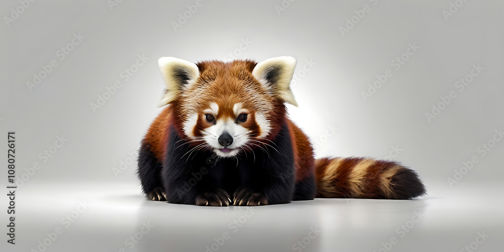 Obraz premium Cute Red Panda Animal lying on the white background Created with geenerative AI