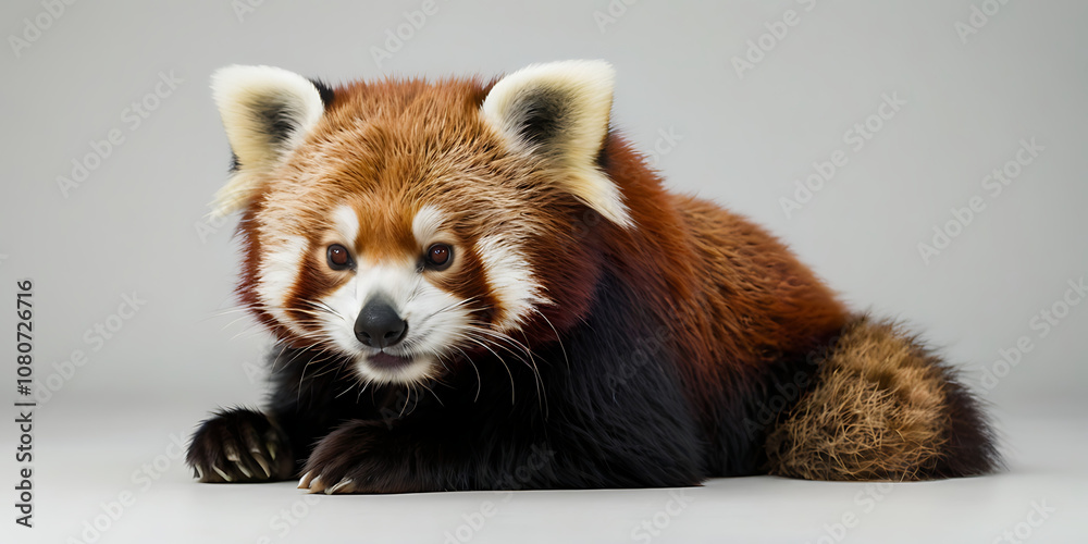 Cute Red Panda Animal lying on the white background Created with geenerative AI Cute Red Panda Animal lying on the white background Created with geenerative AI