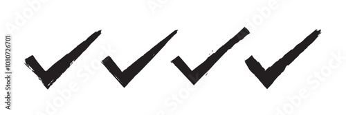 Black check mark and red cross icon set, circle, and square. Tick symbol in Black color. Hand-drawn checkmark illustration. transparent black check mark, Black circle white tick symbols,