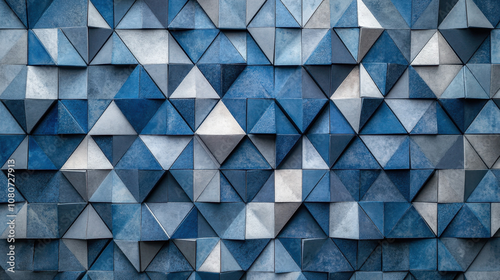 Intricate blue geometric pattern featuring three-dimensional triangles, ideal for modern design and abstract backgrounds. Intricate blue geometric pattern featuring three-dimensional triangles, ideal for modern design and abstract backgrounds.