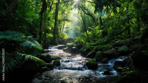 Lush Tropical Rainforest Stream