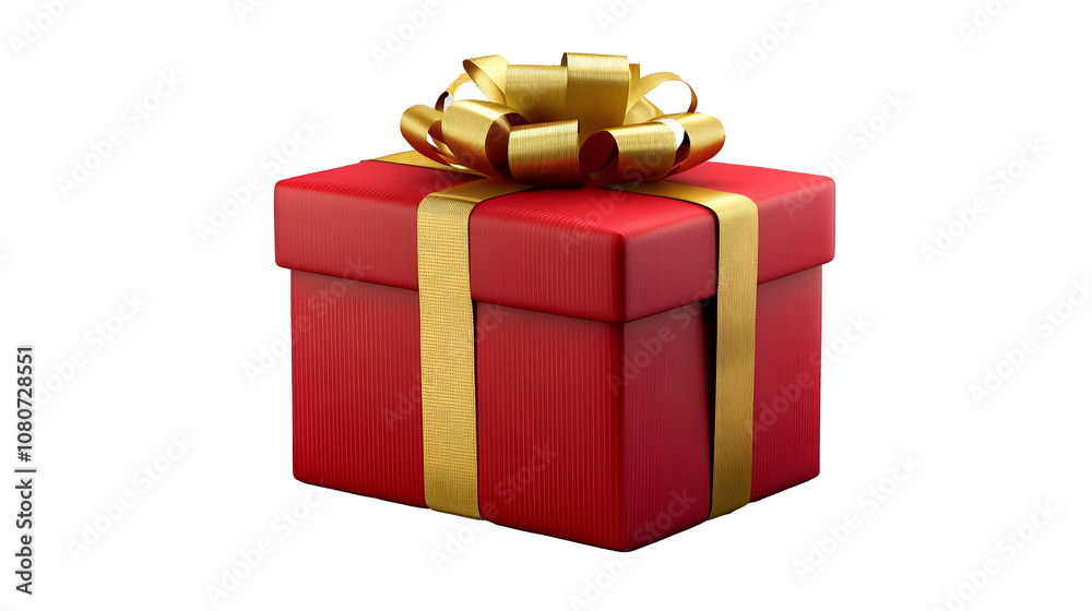 Red gift box with golden ribbon isolated on a transparent background Red gift box with golden ribbon isolated on a transparent background