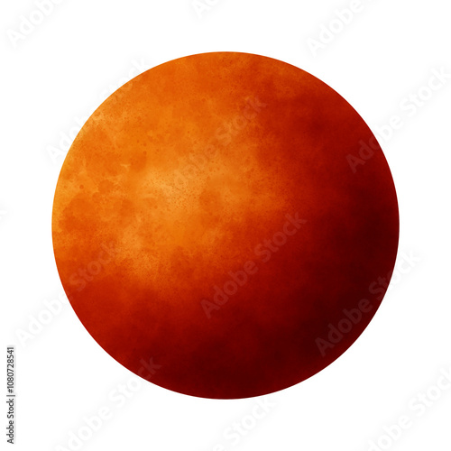 3D effect painted circle, sphere or bubble in orange color. Isolated tool for brush, design element