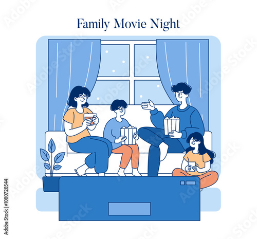 Middle Class Family. Flat Vector Illustration