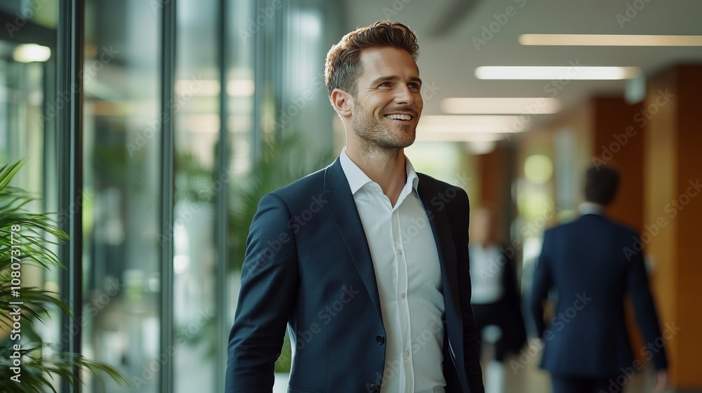 Confident Businessman in a Modern Office Setting Confident Businessman in a Modern Office Setting
