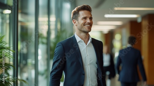 Confident Businessman in a Modern Office Setting