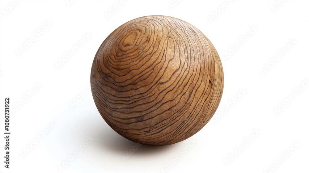 A beautifully crafted wooden sphere with intricate grain patterns on a white background. A beautifully crafted wooden sphere with intricate grain patterns on a white background.