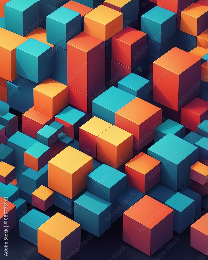 Abstract futuristic colored lines cube on a blue background. Abstract futuristic colored lines cube on a blue background.
