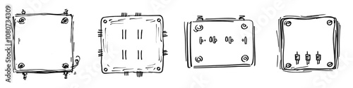 Local area connection doodle with square shape and switch between