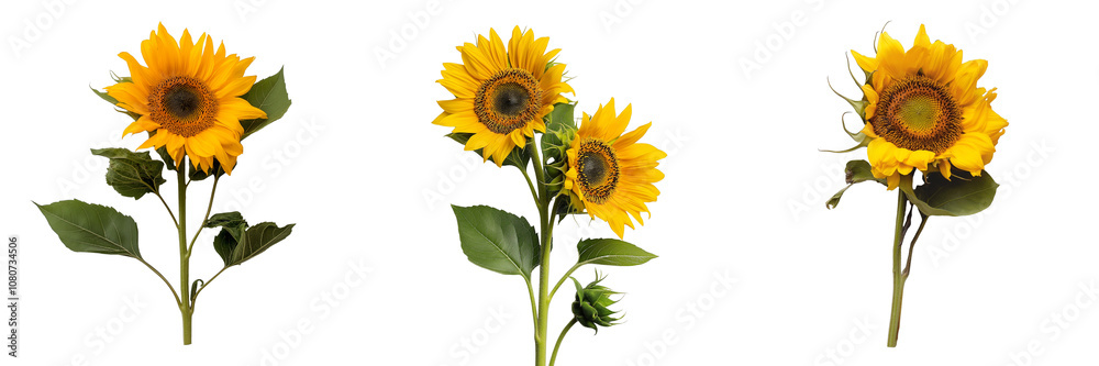 PNG set of sunflower isolate on transparent and white background PNG set of sunflower isolate on transparent and white background
