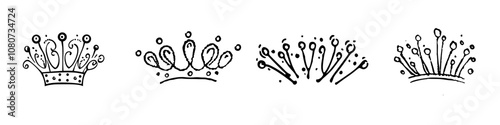 The hand down crown sketch of a king or queen is illustrated with a fellow crowned tiara, a beautiful diadem and luxurious decals
