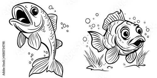 The fish outline icon represents a trout. Illustration of fish in a line. Fishing, cooking, freshwater fish. Outline modern, editable strokes.