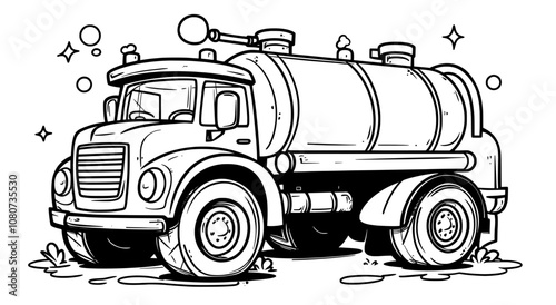 Modern illustration of a fuel tanker truck to represent transportation, fuel delivery, and logistics. Editable stroke.