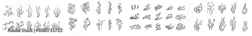 Hand drawn doodle smoke, aroma lines symbol with wavy movement.