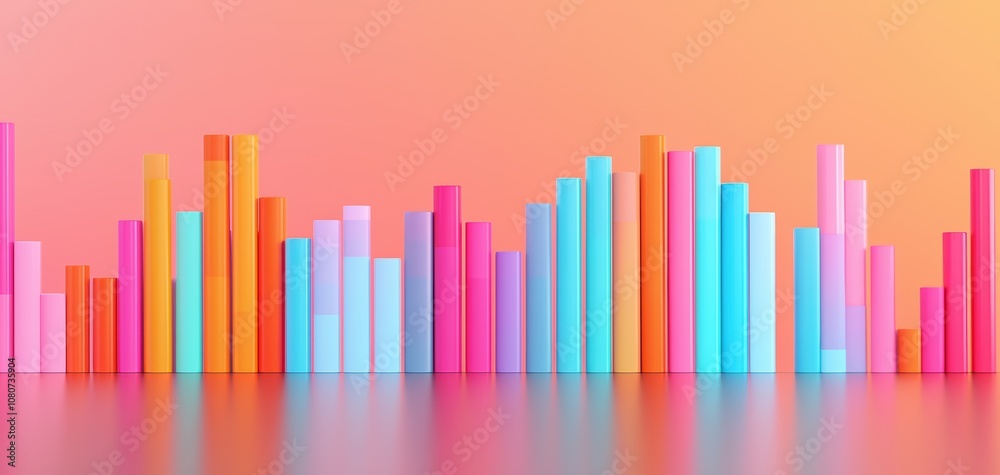 Quality management continuous improvement concept. A vibrant display of colorful bar graphs representing data analysis against a gradient backdrop, showcasing dynamic visual appeal. Quality management continuous improvement concept. A vibrant display of colorful bar graphs representing data analysis against a gradient backdrop, showcasing dynamic visual appeal.