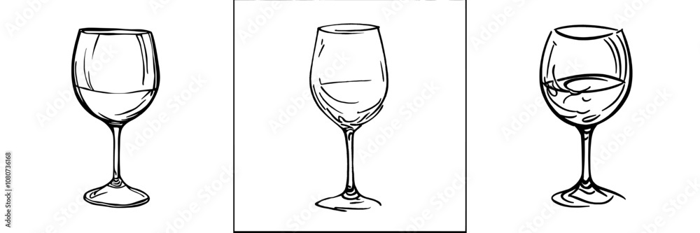 Obraz premium Flute. Icon. Modern drawing. One-line drawing depicting a continuous line of tableware for a liquid or beverage.