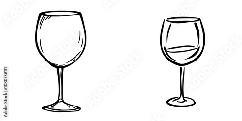 An icon depicting a continuous line of a drinking or tableware item. One-line drawing.